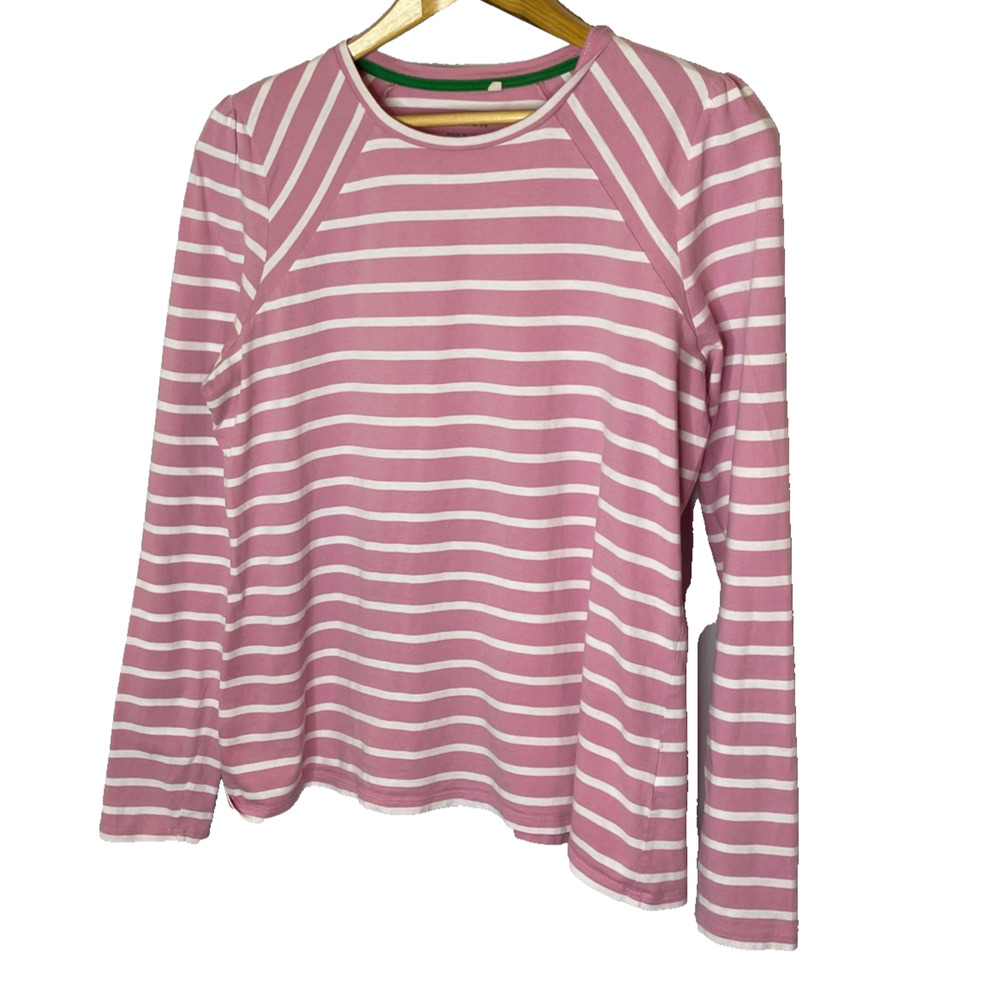 Women's US 14 Boden Arabella Pink Stripe Cotton Long Sleeve Tee - Picture 2 of 5